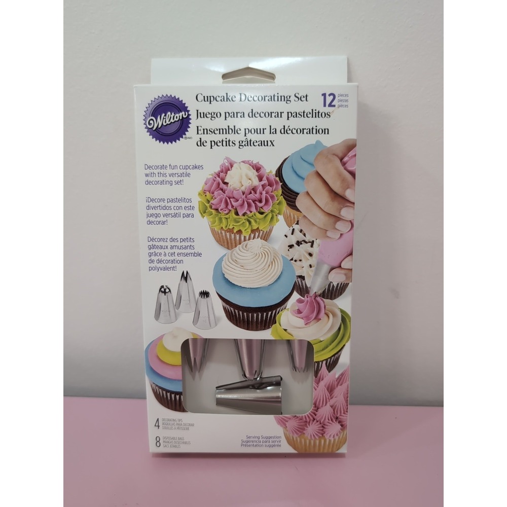 Wilton 12‎ Piece Cupcake Frosting Cake Cookie Decorating Set Kit Tips Bags NEW